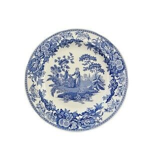 Spode Blue Room Collection Girl at Well 10-1/2" Dinner Plate Floral